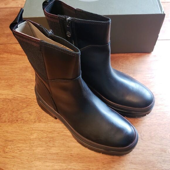 Timberland Malynn Black Full Grain Leather Chukka Boots 7 Waterproof Womens NEW - Picture 3 of 8